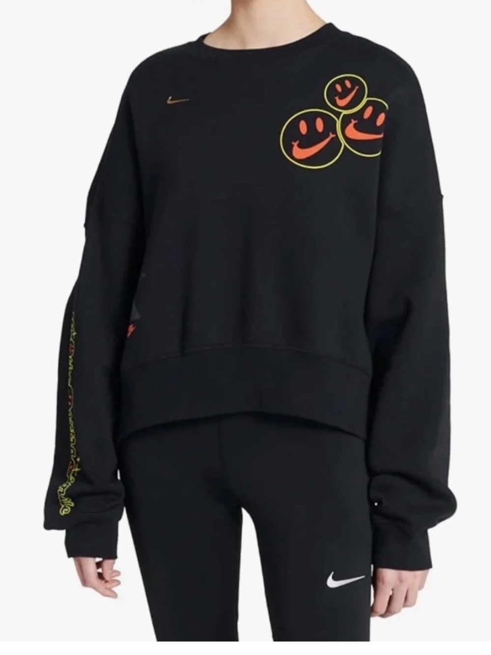 Nike Sportswear Go The Extra Smile Fleece Crewneck Sweatshirt Size Medium Black